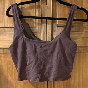 Brown Aerie Ribbed Crop Top / Longline Bralette with Lace back size XL